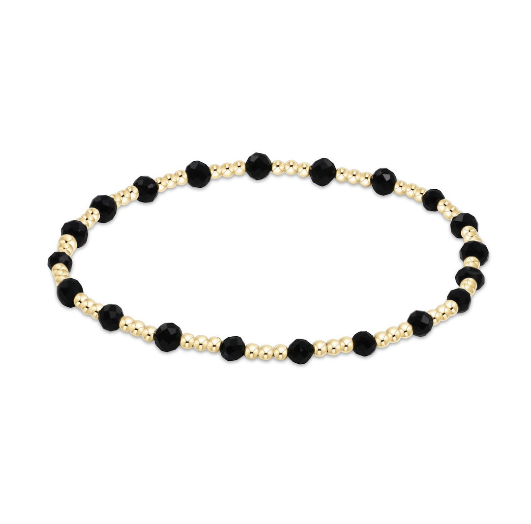 Extends - Gold Sincerity Pattern 3mm Bead Bracelet - Gemstones Womens Bracelet ENewton Faceted Onyx 