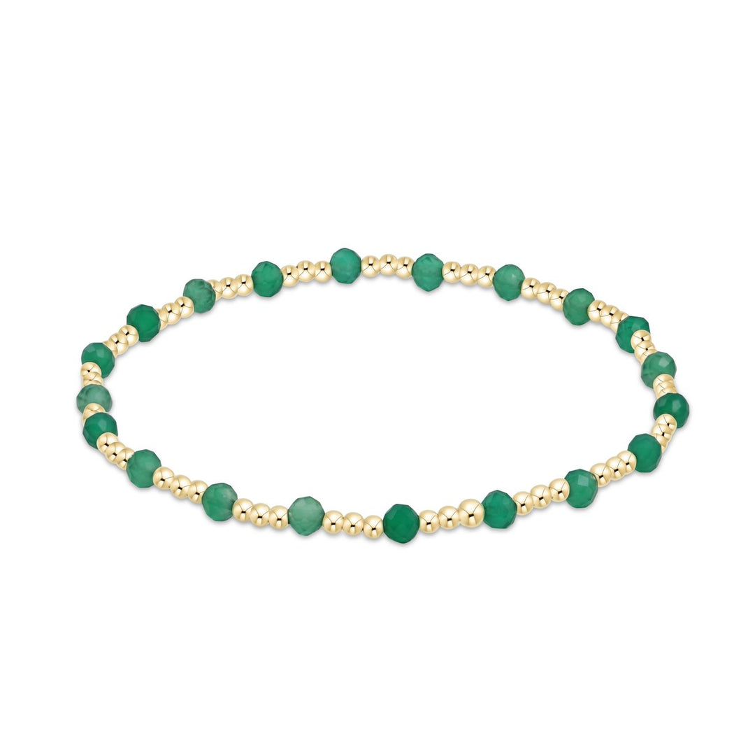 Extends - Gold Sincerity Pattern 3mm Bead Bracelet - Gemstones Womens Bracelet ENewton Green Onyx 