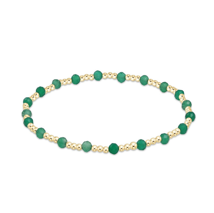 Extends - Gold Sincerity Pattern 3mm Bead Bracelet - Gemstones Womens Bracelet ENewton Green Onyx 