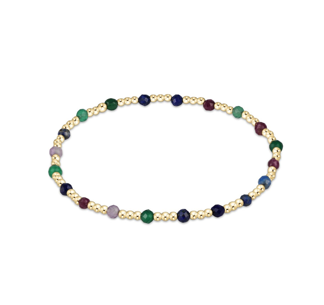 Extends - Gold Sincerity Pattern 3mm Bead Bracelet - Gemstones Womens Bracelet ENewton Hot Mess Fall Winter 