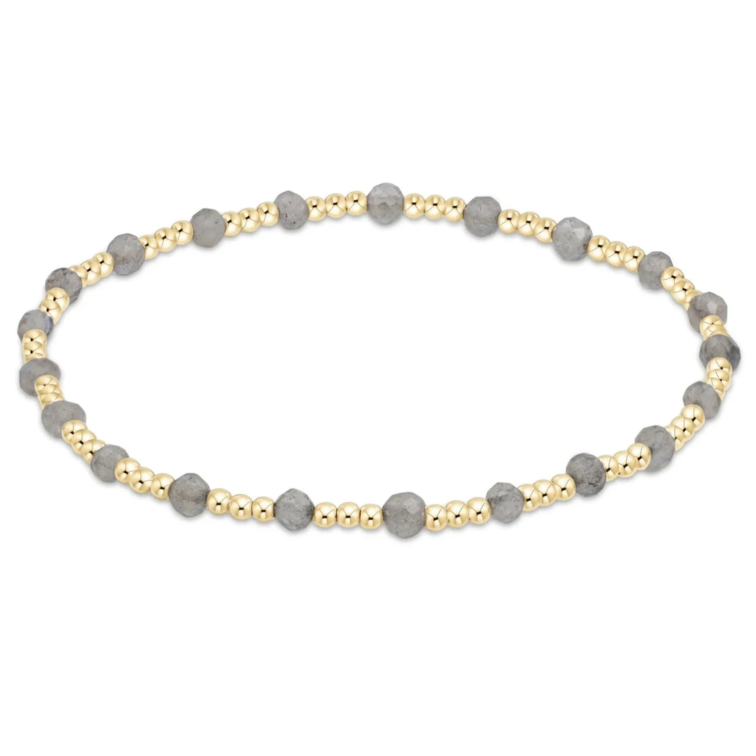 Extends - Gold Sincerity Pattern 3mm Bead Bracelet - Gemstones Womens Bracelet ENewton Labradorite 
