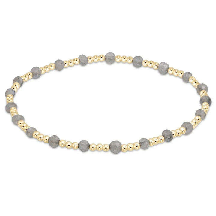 Extends - Gold Sincerity Pattern 3mm Bead Bracelet - Gemstones Womens Bracelet ENewton Labradorite 