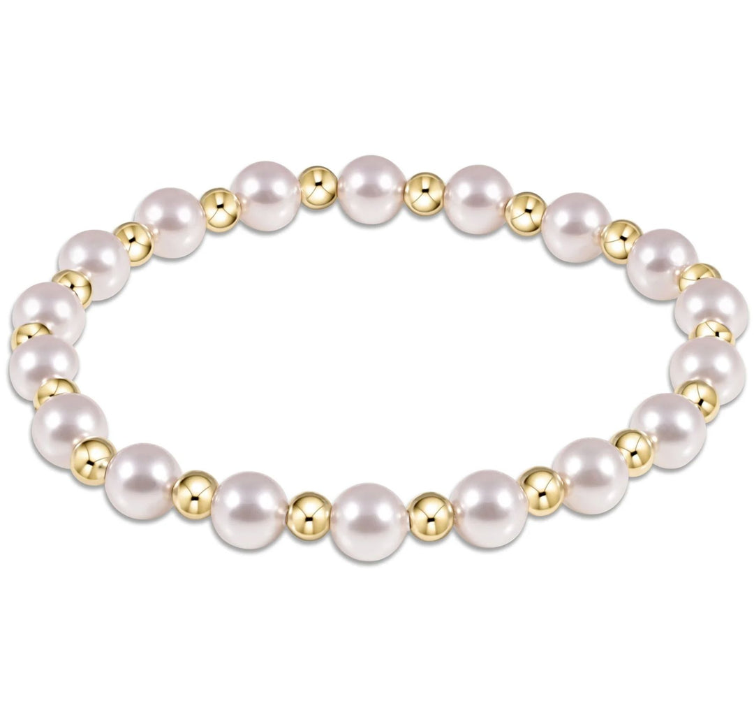 Extends - Grateful Pattern Bead Bracelet - Pearl Womens Bracelet ENewton 6mm 