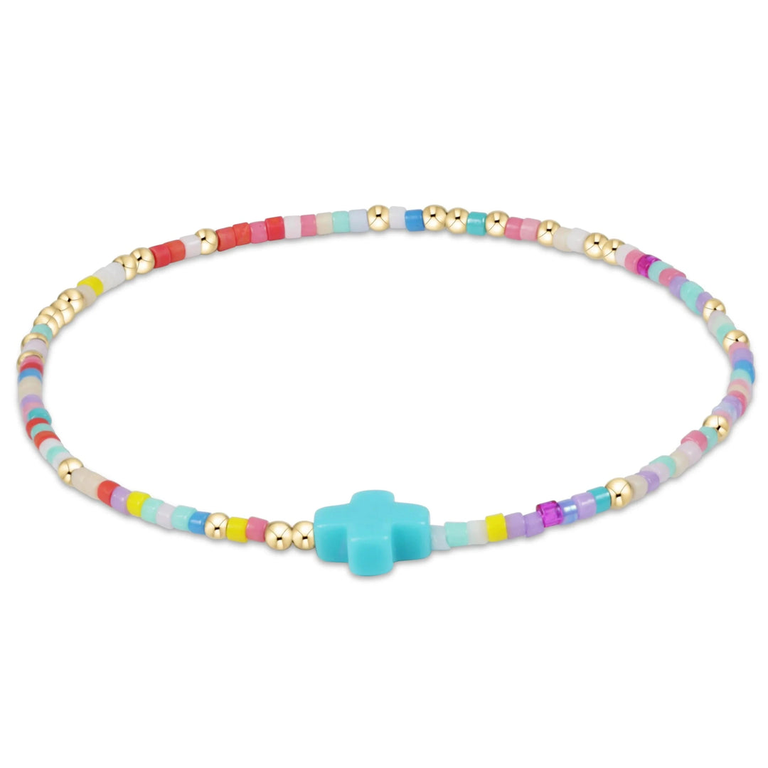 Extends - Hope Unwritten Signature Cross Womens Bracelet ENewton Hot Mess with Turquoise Cross 