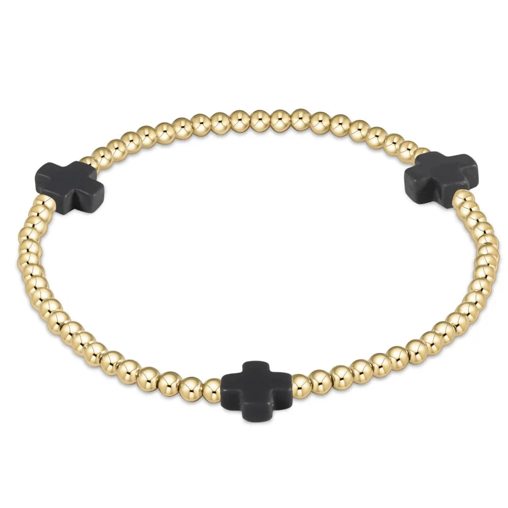 Extends Signature Cross 3mm Bead Bracelet Womens Bracelet ENewton Charcoal 