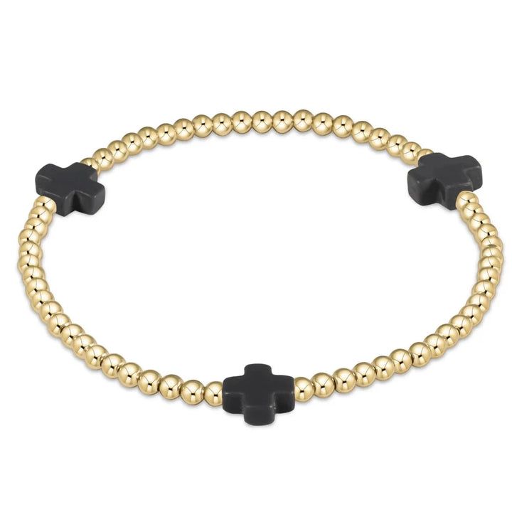 Extends Signature Cross 3mm Bead Bracelet Womens Bracelet ENewton Charcoal 