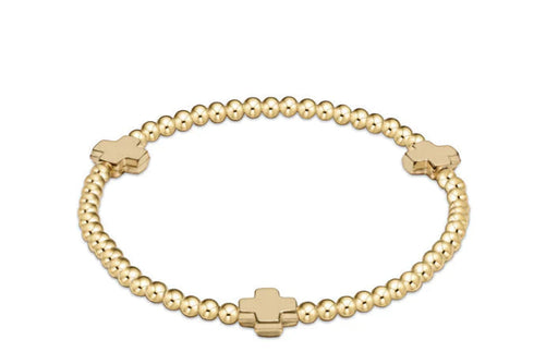 Extends Signature Cross Gold Pattern 3mm Bead Bracelet- Gold Bracelet ENewton 