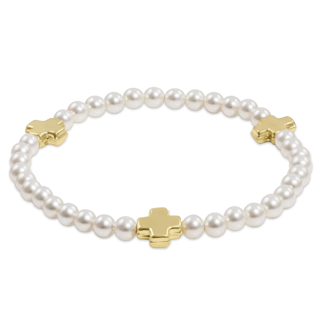 Extends - Signature Cross Pearl Pattern 4mm Bead Bracelet Womens Bracelet ENewton 