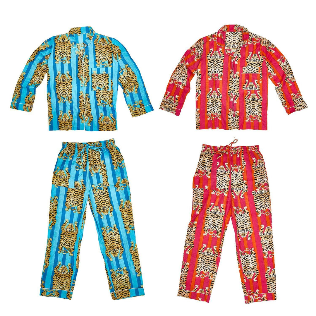 Eye of the Tiger Pajama Set - Blue Womens Pajamas Two's Company 