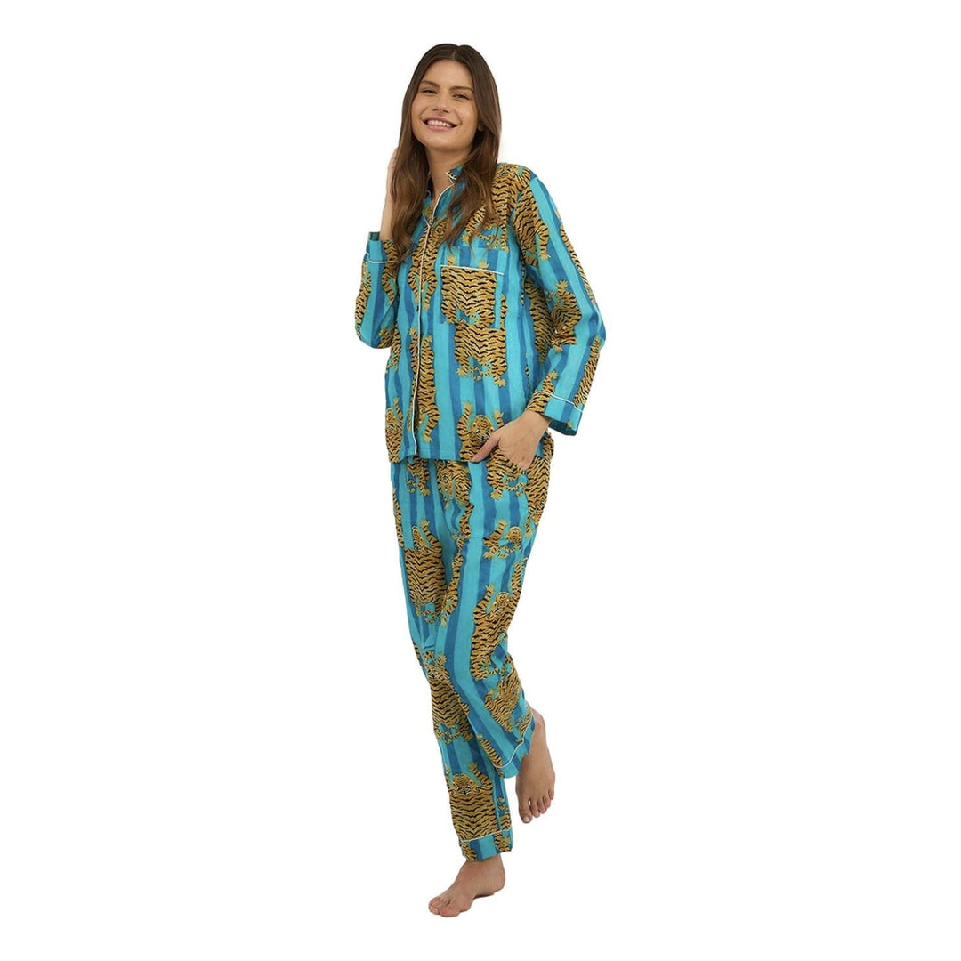 Eye of the Tiger Pajama Set - Blue Womens Pajamas Two's Company 
