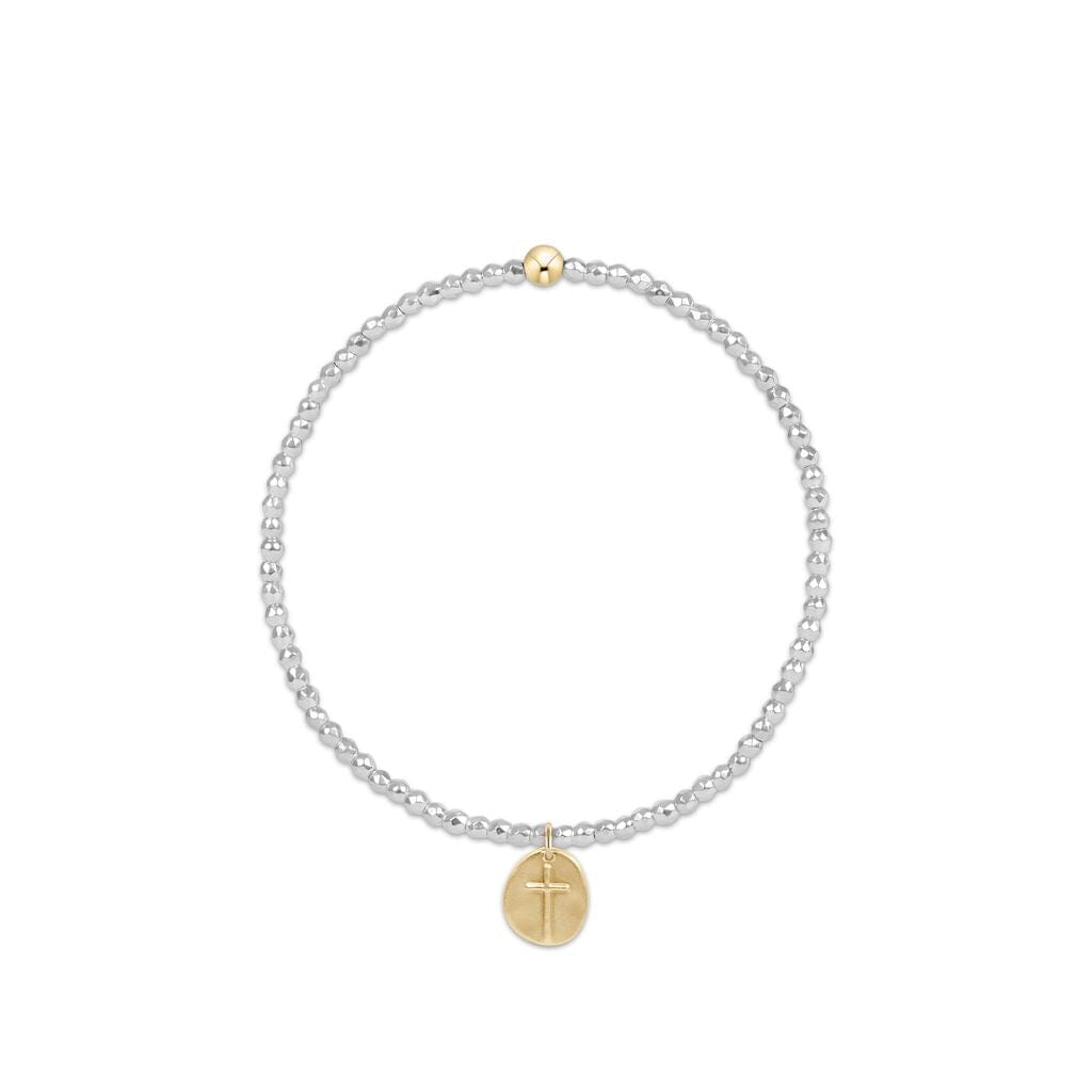 Faceted Hematite 2mm Bead Bracelet - Inspire Gold Charm Womens Bracelet ENewton Bright Silver 
