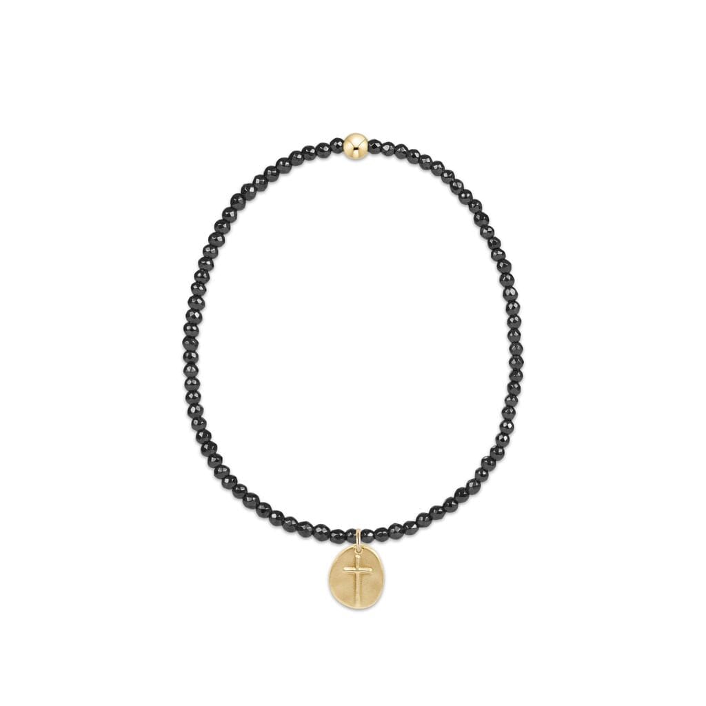 Faceted Hematite 2mm Bead Bracelet - Inspire Gold Charm Womens Bracelet ENewton Faceted Hematite 