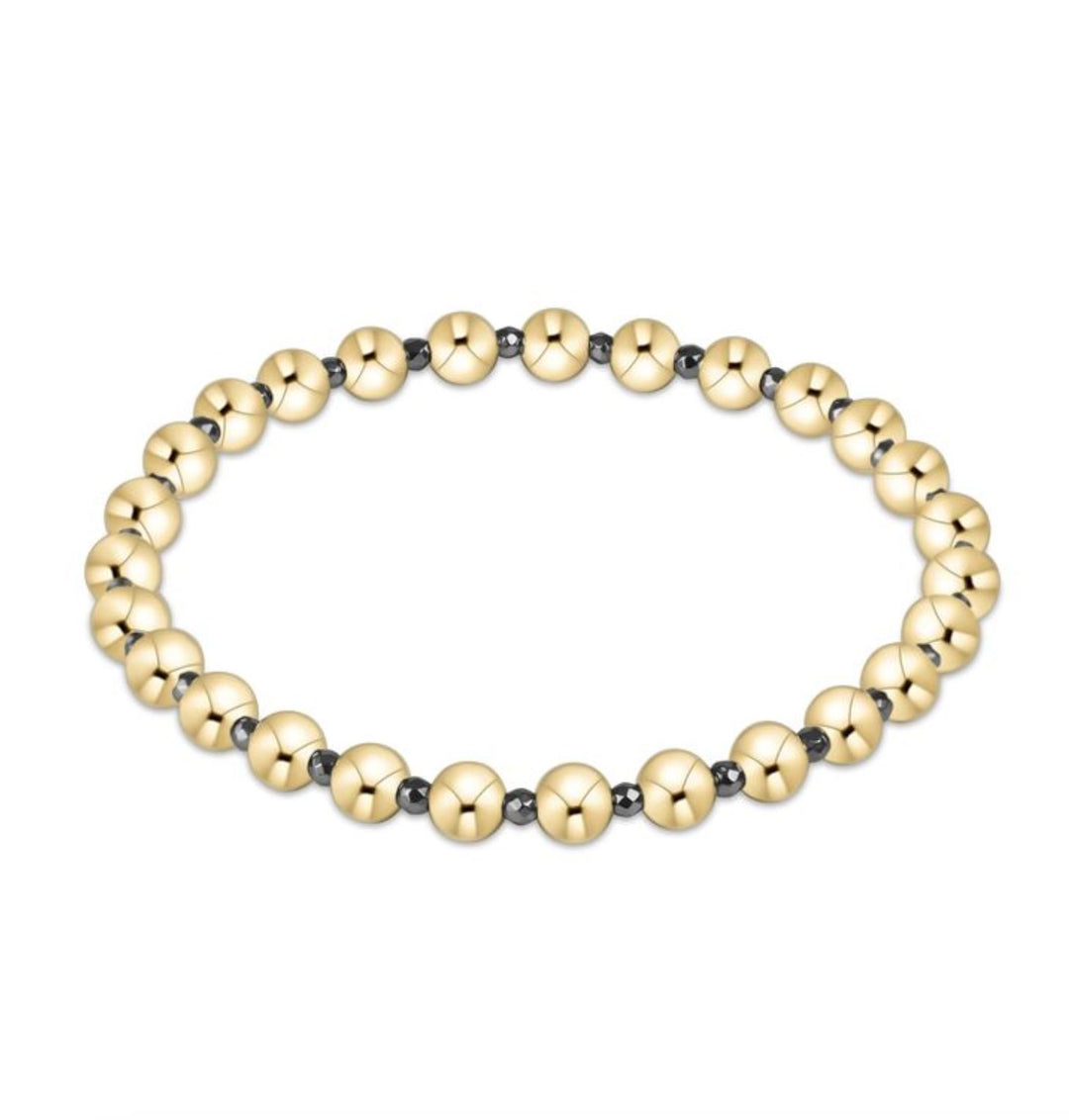 Faceted Hematite Grateful Pattern 5mm Bead Bracelet - Silver Womens Bracelet ENewton 