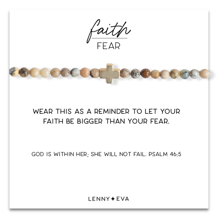 Faith Over Fear Gold Cross Bracelet - 4mm Womens Bracelet Lenny and Eva Feldspar 