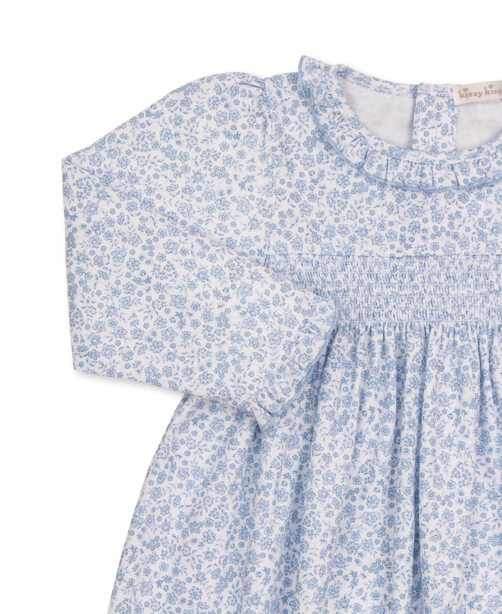 Fall Blooms Blue Smocked Dress Girl Dress Kissy Kissy 