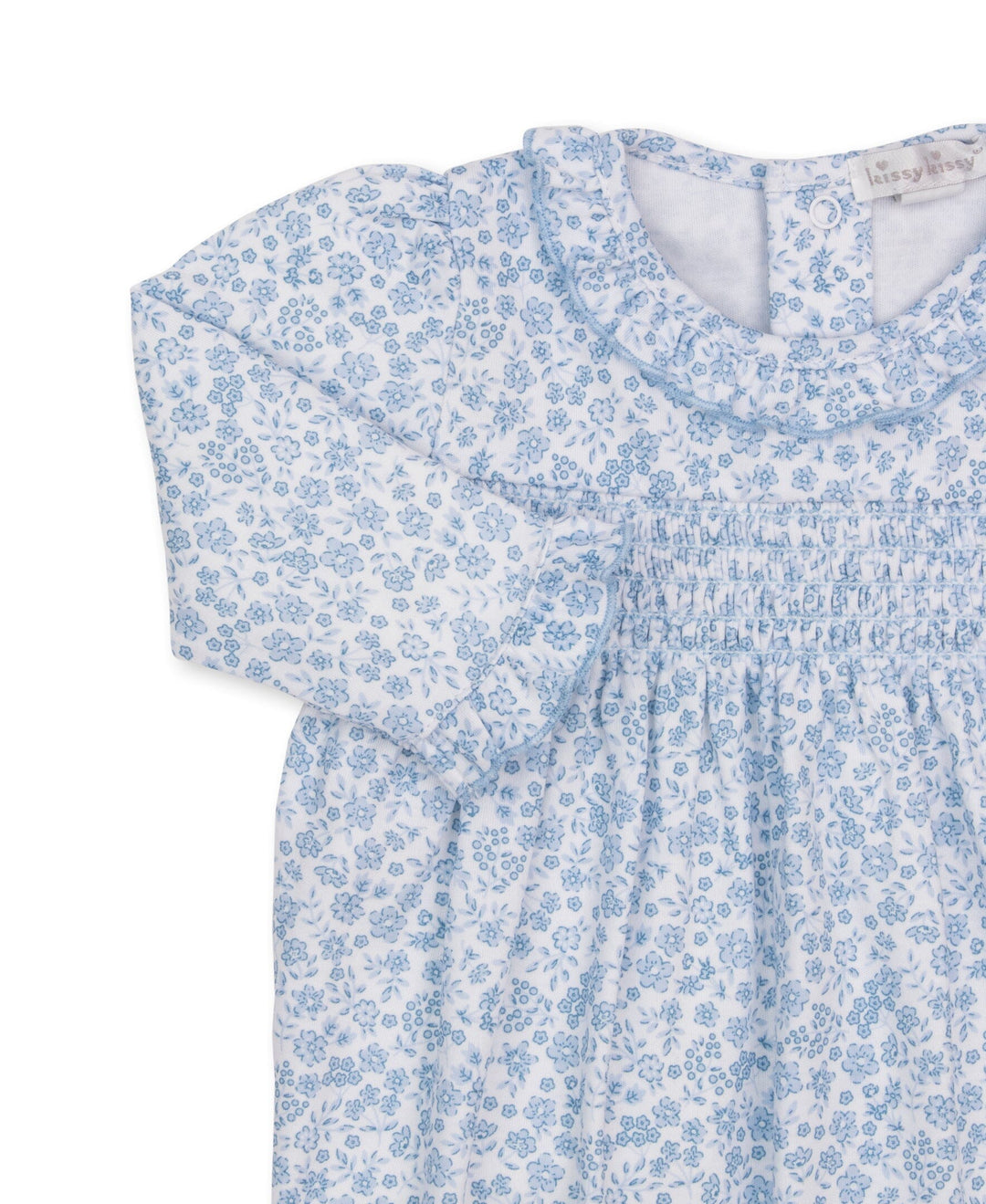 Fall Blooms Blue Smocked Footie - Light Blue Girl Footie Kissy Kissy 