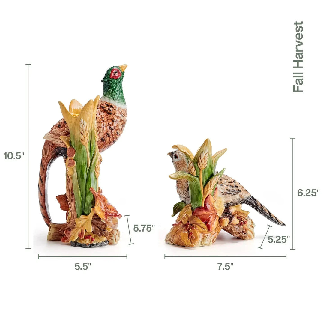 Fall Harvest Pheasant Candleholders Fall Decor Fitz and Floyd 