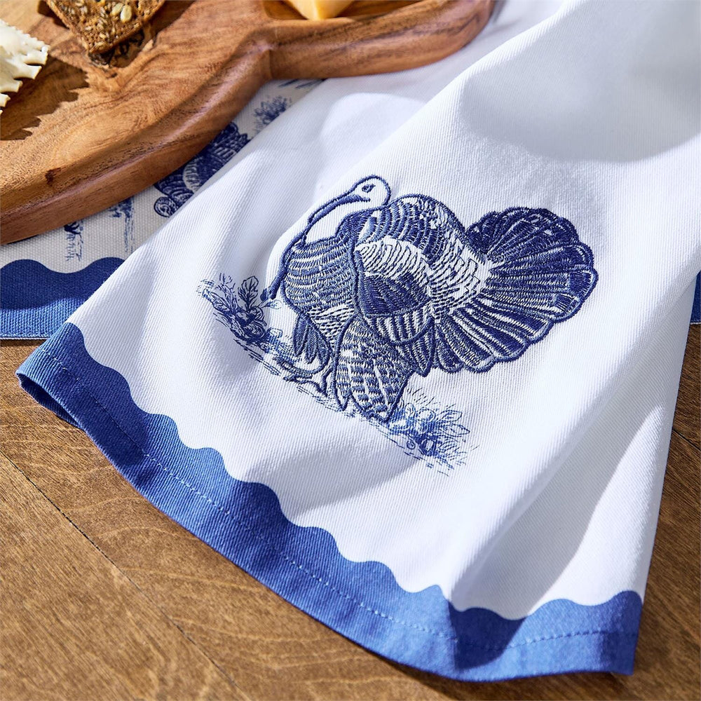 Falling for Blue Toile Dish Towel - Set of 2 Kitchen Towel Rosanne Beck 