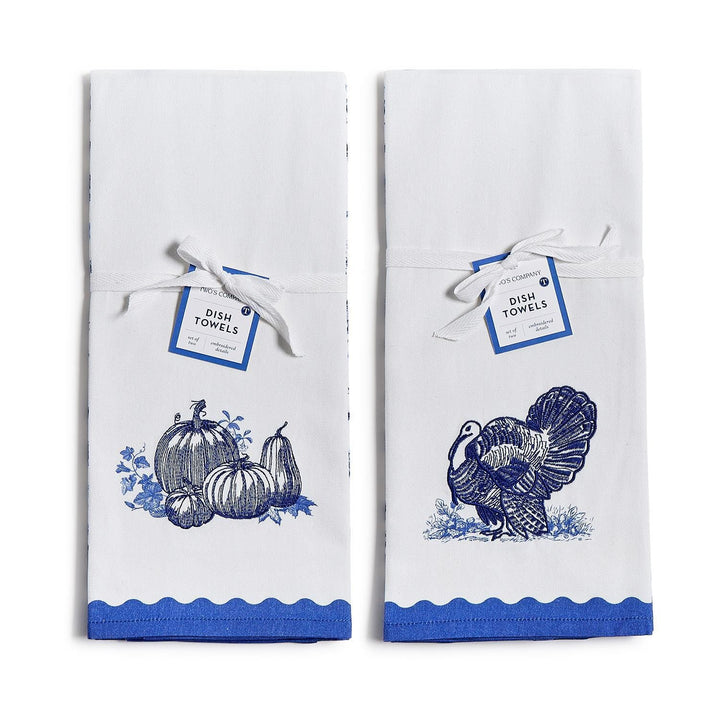 Falling for Blue Toile Dish Towel - Set of 2 Kitchen Towel Rosanne Beck 