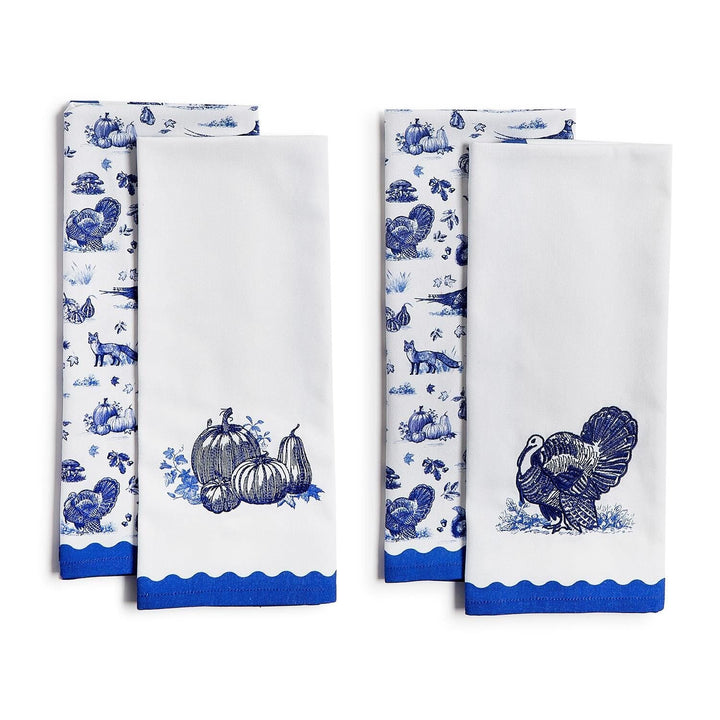 Falling for Blue Toile Dish Towel - Set of 2 Kitchen Towel Rosanne Beck 