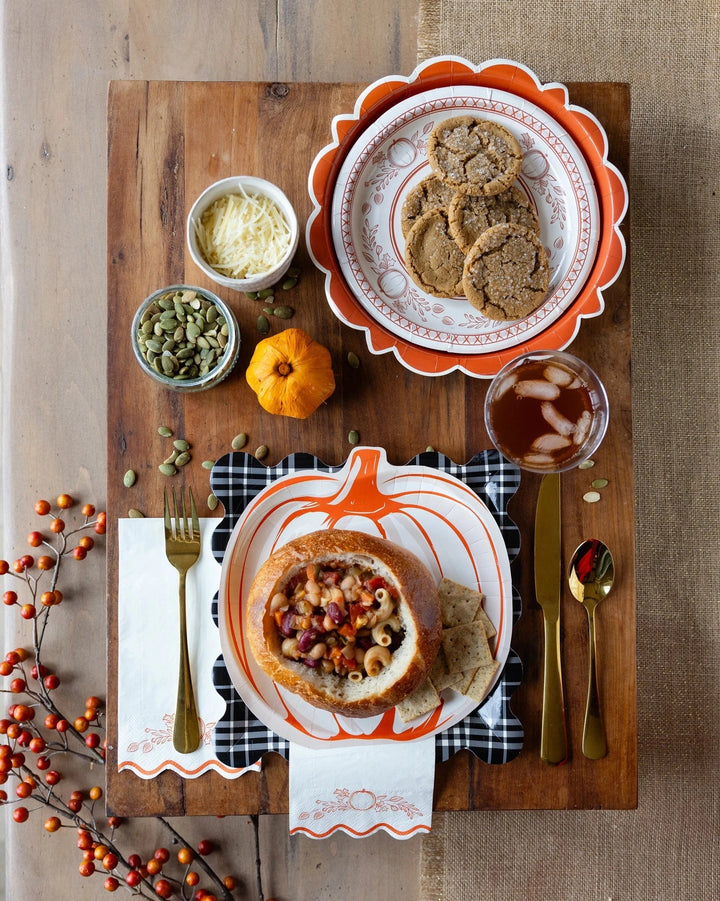 Falloween Pumpkin Round Dessert 8" Paper Plate Paper Plates My Mind's Eye 