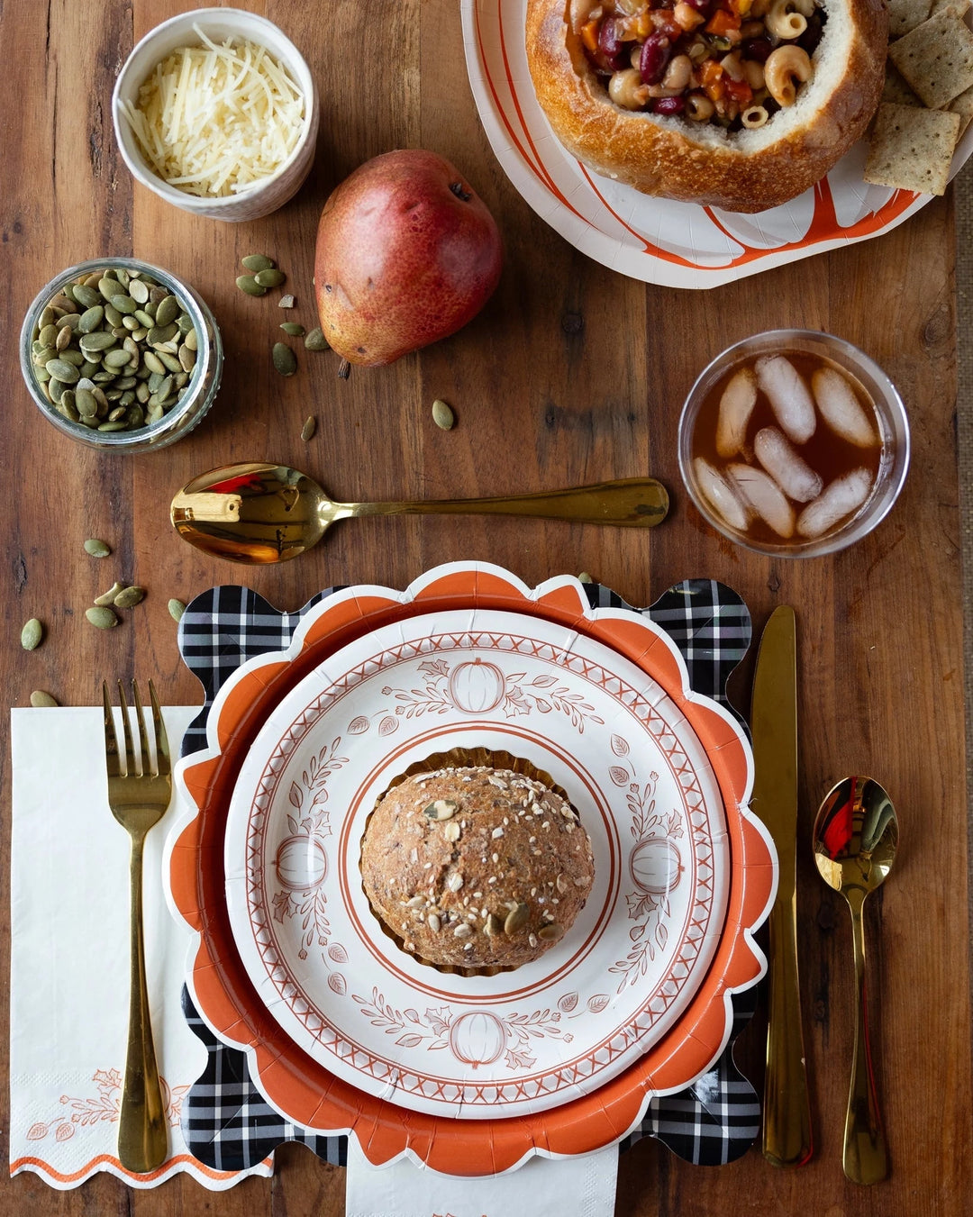 Falloween Pumpkin Round Dessert 8" Paper Plate Paper Plates My Mind's Eye 