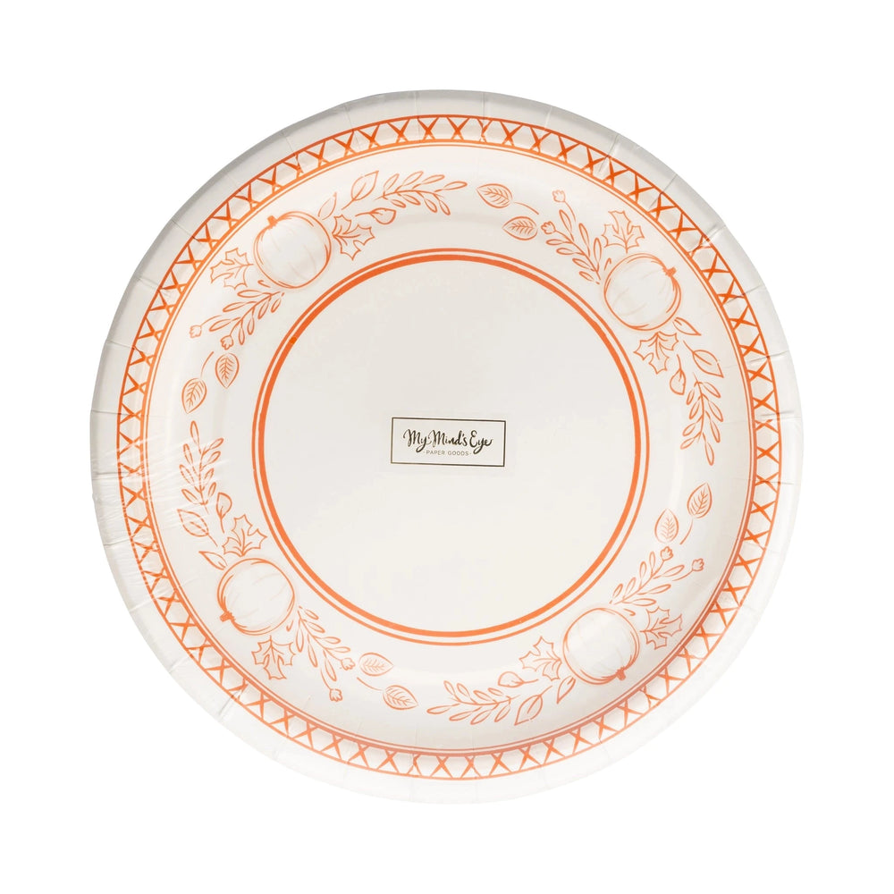 Falloween Pumpkin Round Dessert 8" Paper Plate Paper Plates My Mind's Eye 