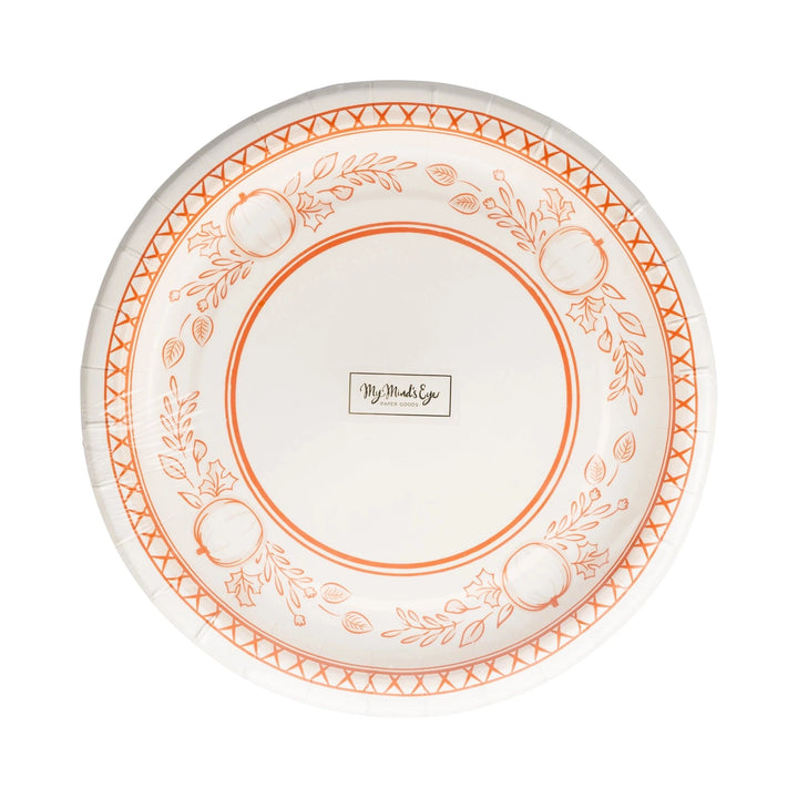 Falloween Pumpkin Round Dessert 8" Paper Plate Paper Plates My Mind's Eye 
