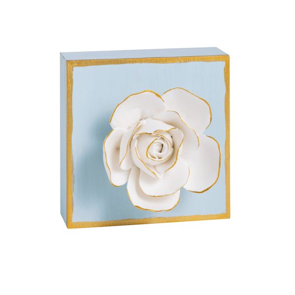 Figural Flower Plaque - Blue Home Decor MudPie 