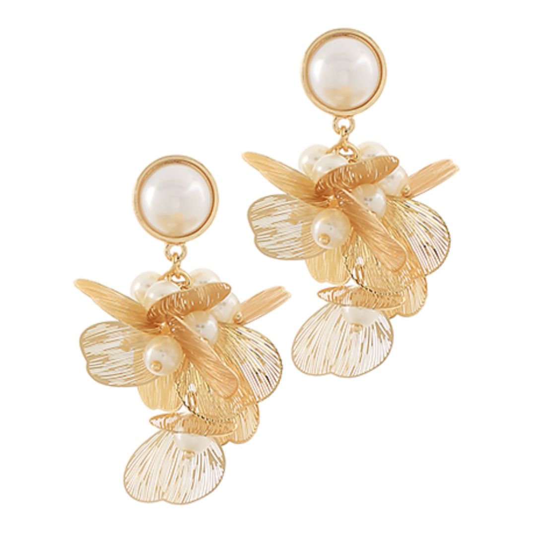 Filigree Flower & Pearl Earrings Womens Earrings Golden Stella 
