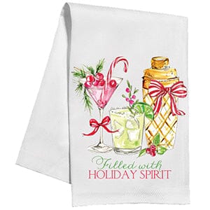 Filled With Holiday Spirit Cocktails & Shaker Kitchen Towel Kitchen Towel Rosanne Beck 