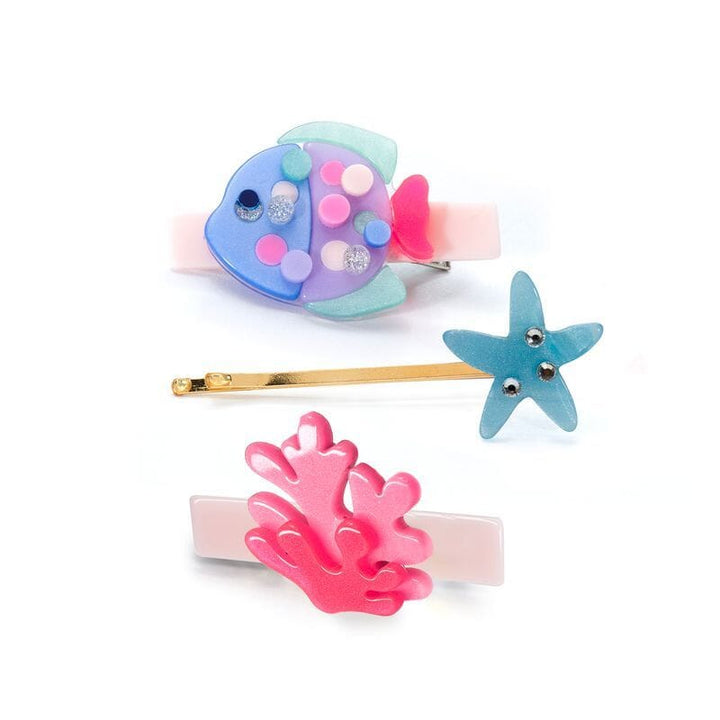 Fish Neon Under The Sea Alligator Clips Girl Hair Accessory Lilies and Roses 
