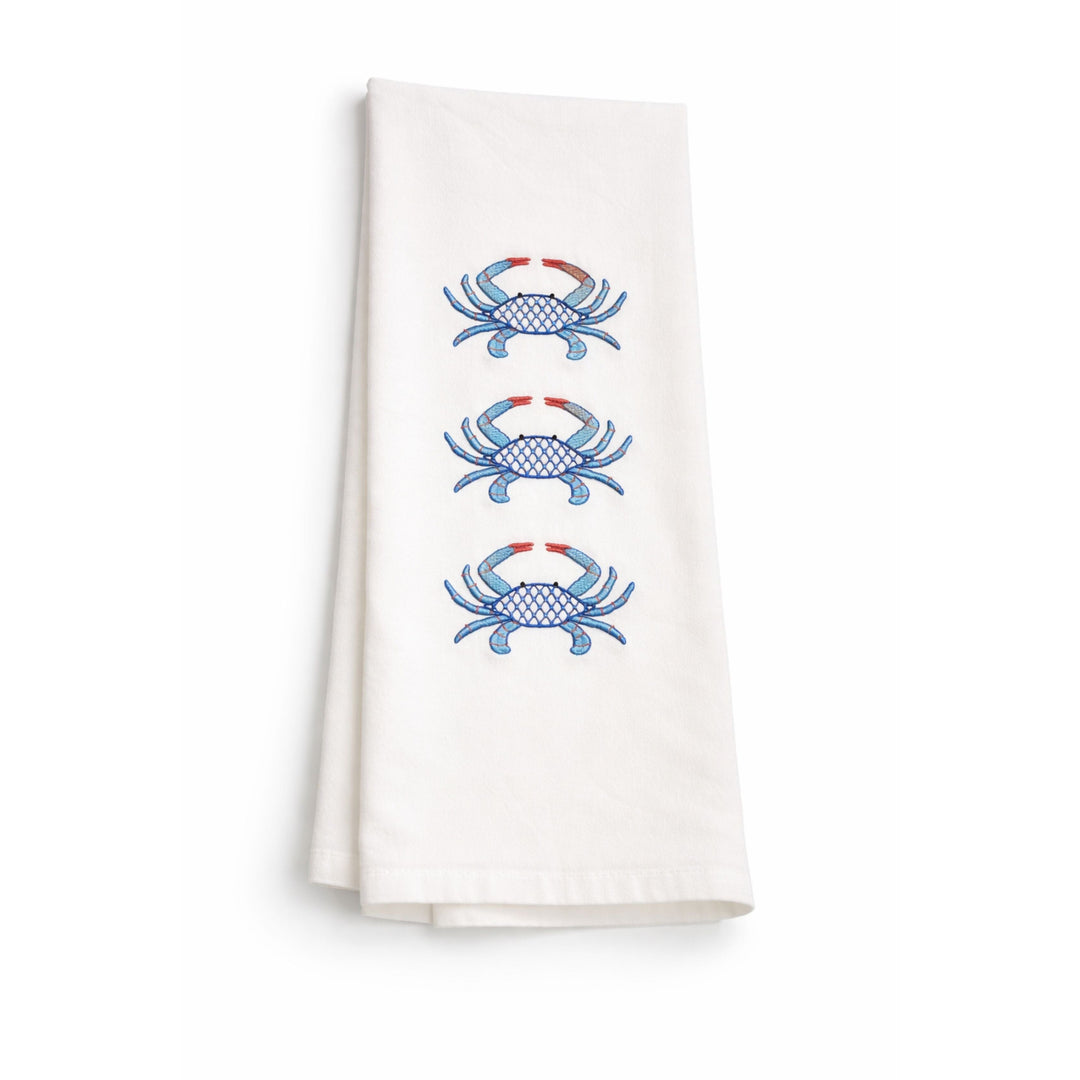 Fishtail Blue Crabs Tea Towel Kitchen Towel Vibrantly Blue 