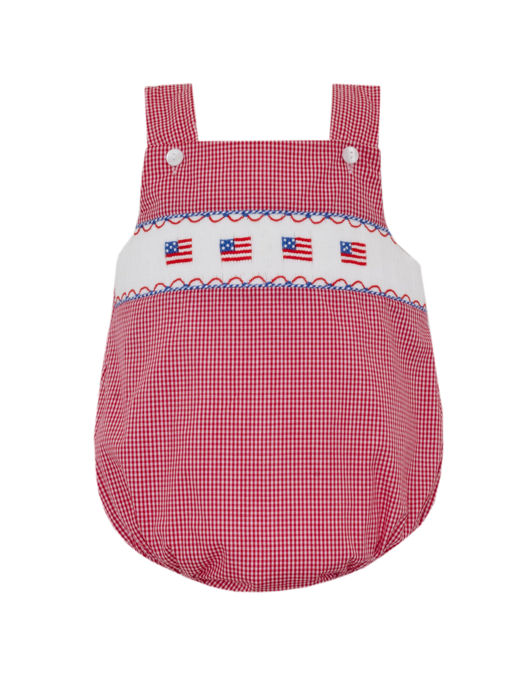 Flag Smocked Gingham Boy Bubble Boy Bubble Petit Bebe 