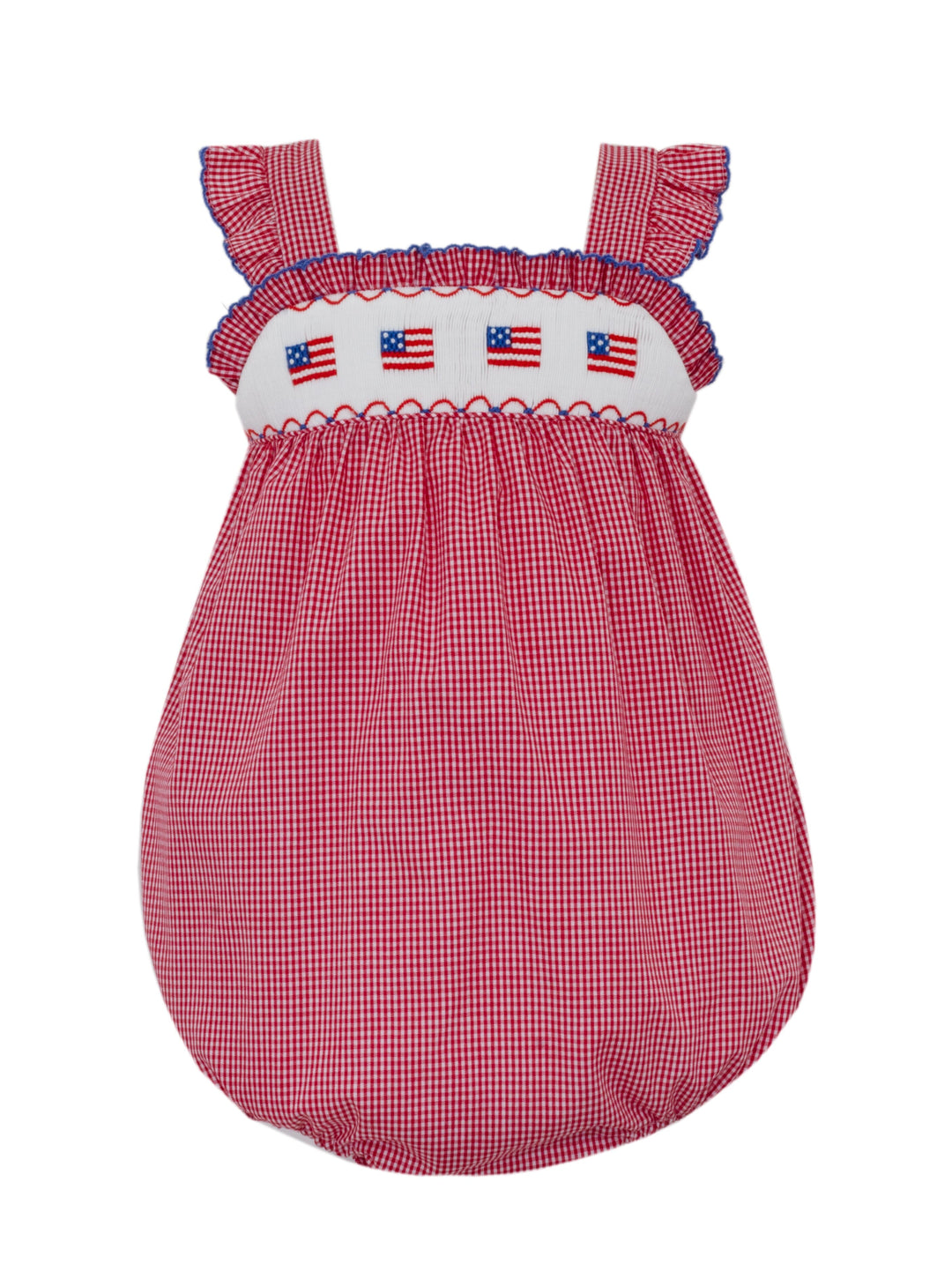 Flag Smocked Gingham Sunbubble Girl Bubble Petit Bebe 