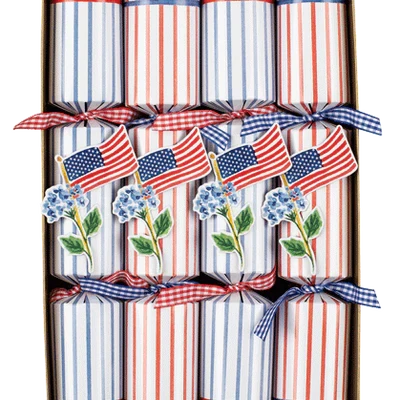 Flags And Hydrangeas Eday Crackers-10 Inch Long/8In Party Decor Caspari 