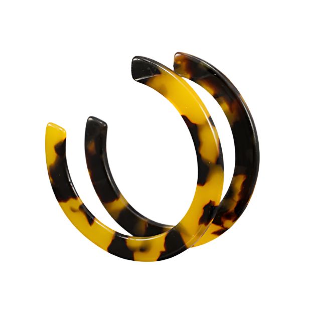 Flat Hoop Earrings - Tortoise Womens Earrings Golden Stella 