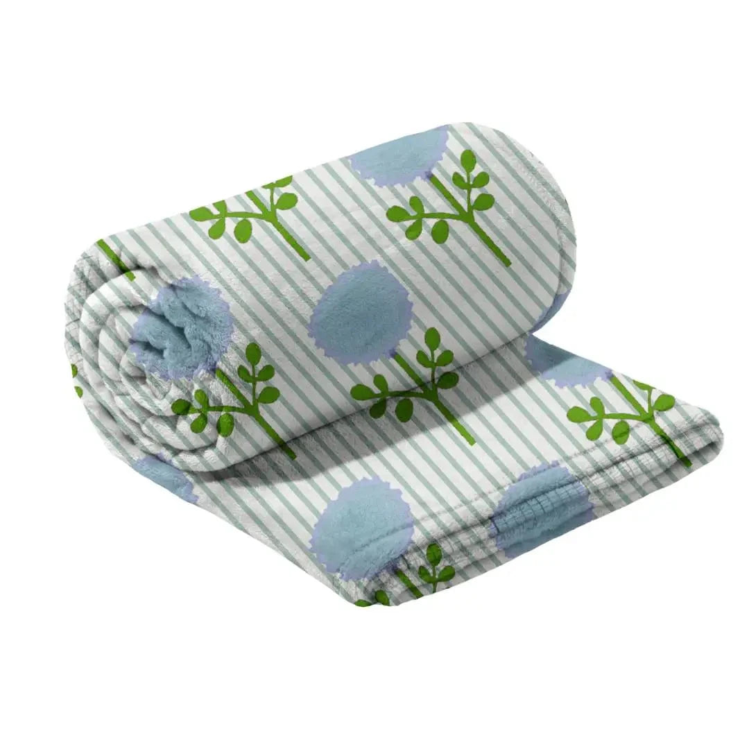 Fleece Blanket - Marigold Ticking Stripe Blue Blanket Laura Park Design 