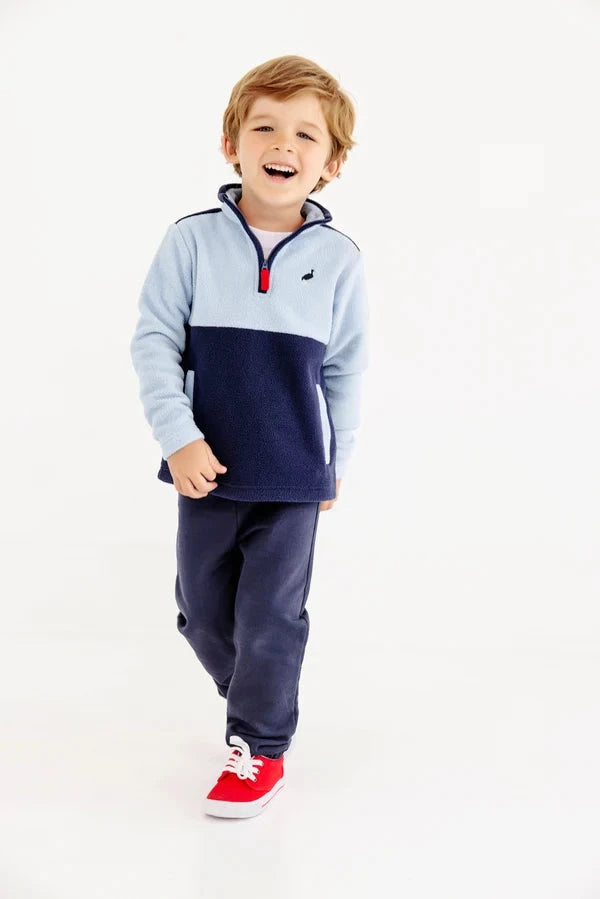 Fleece Half Zip - Barrington Blue and Nantucket Navy Boy Jacket Beaufort Bonnet 
