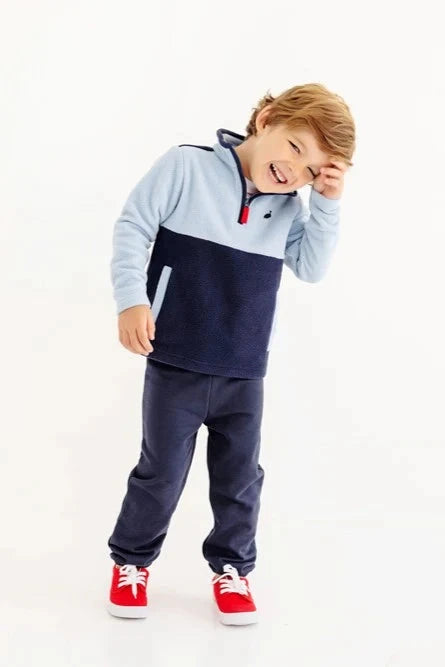 Fleece Half Zip - Barrington Blue and Nantucket Navy Boy Jacket Beaufort Bonnet 
