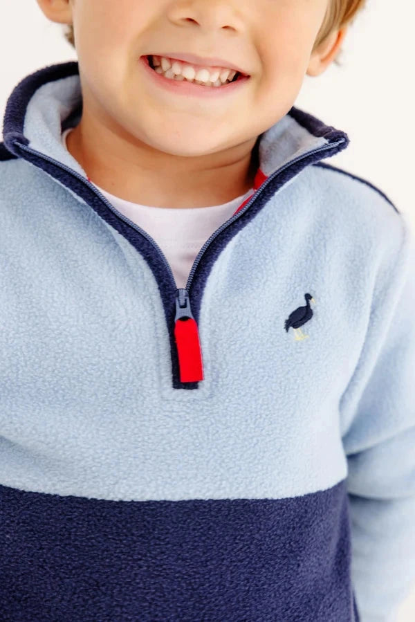 Fleece Half Zip - Barrington Blue and Nantucket Navy Boy Jacket Beaufort Bonnet 
