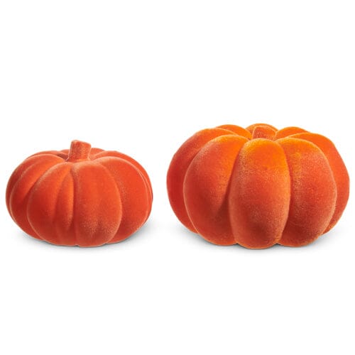 Flocked Pumpkins - Orange Fall Decor RAZ 