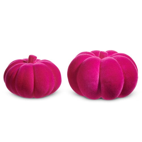 Flocked Pumpkins - Pink Fall Decor RAZ 