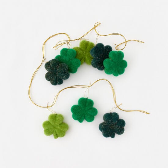 Flocked Shamrocks Garland 72" St Paticks Day Decor 180 Degrees 