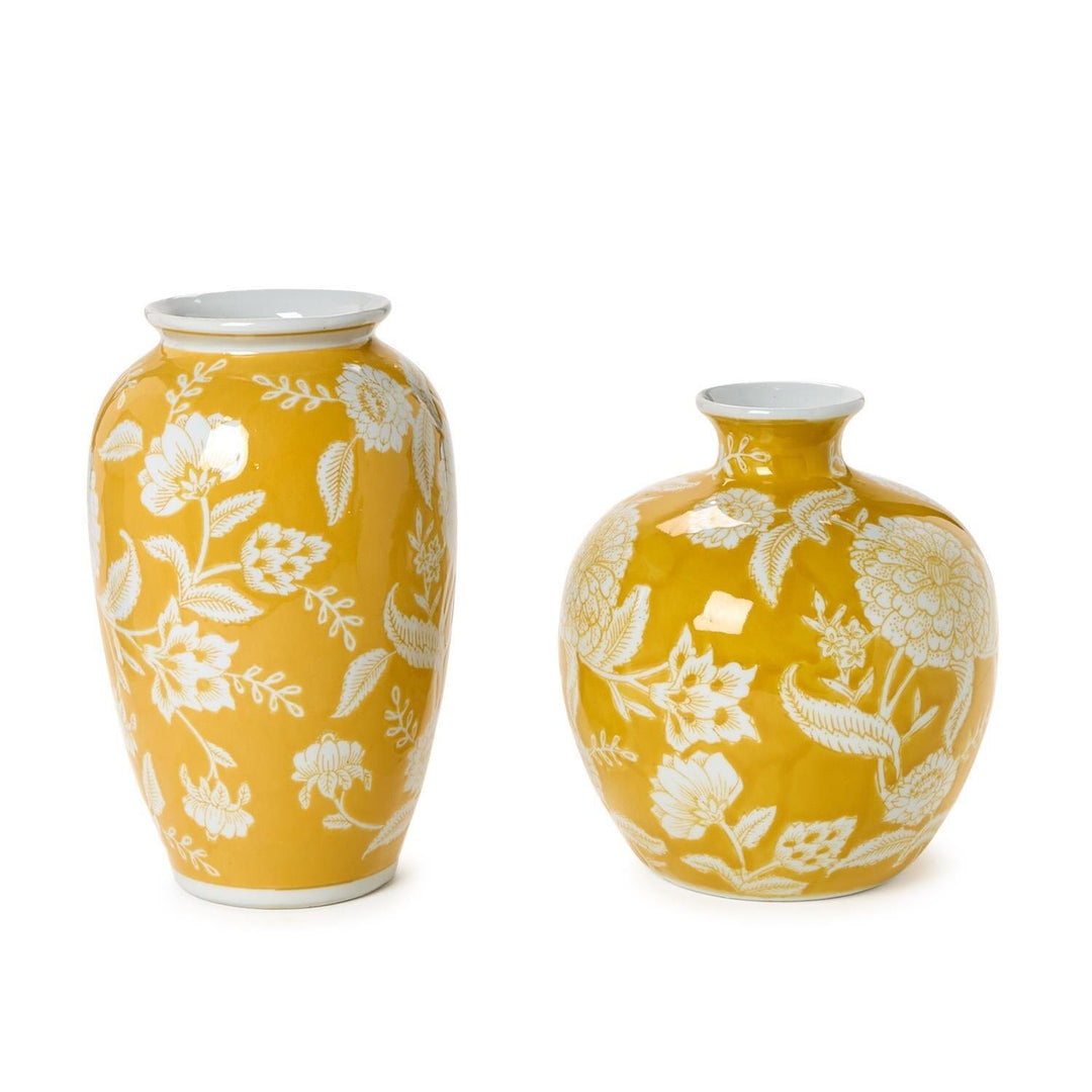 Flora and Fauna Yellow Floral Vases Vase Two's Company 