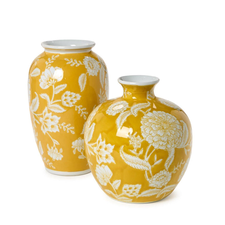 Flora and Fauna Yellow Floral Vases Vase Two's Company 