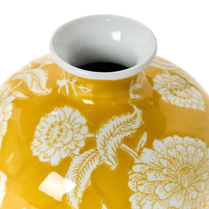 Flora and Fauna Yellow Floral Vases Vase Two's Company 