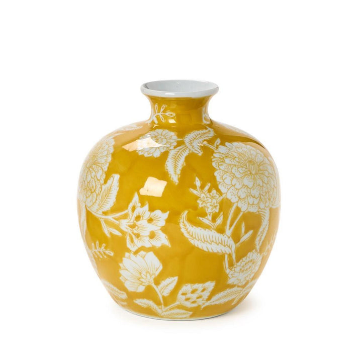Flora and Fauna Yellow Floral Vases Vase Two's Company Round 