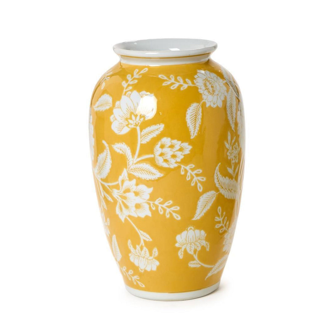 Flora and Fauna Yellow Floral Vases Vase Two's Company Tall 