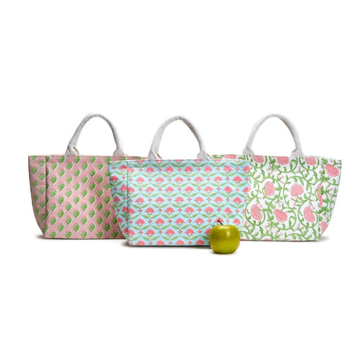 Floral Block Print Thermal Lunch Tote Bag Cooler Bag Two's Company 